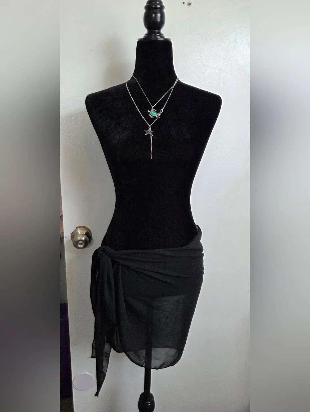 Ekouaer Black Swimsuit Coverup Wrap Sarong OS NWT